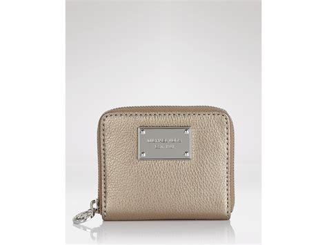 michael kors women's brown wallet small zip around|Michael Kors wristlet wallet black.